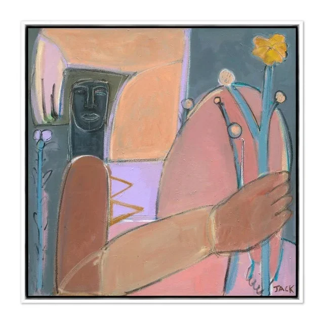 Marigold by Rebecca Jack in White Frame, Large Art Print on Canvas