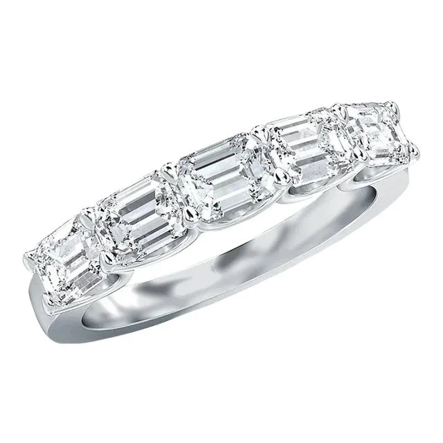 Marise East West Emerald Cut Half Eternity Band – Size 7