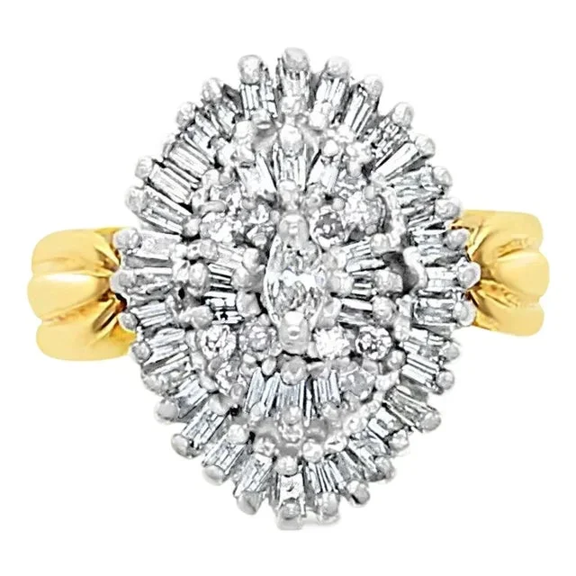 Marquise & Tapered Baguetted Diamond Ring, Size 8
