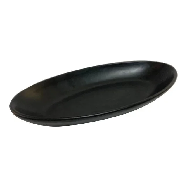 Matte Black Lacquer Wood French Oval Moderne Dish