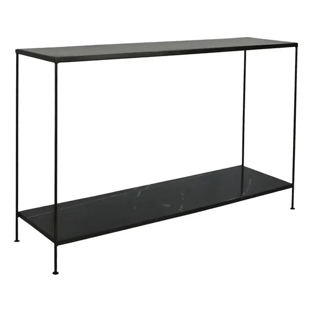 Matthew Izzo Home Gunmetal and Black Marble Console Table
