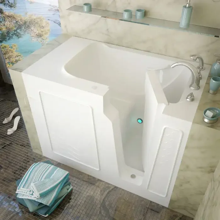 MediTub Walk-In 29 x 52 Right Drain White Soaking Walk-In Bathtub – 2952RWS