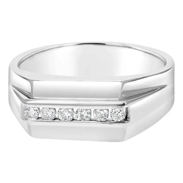 Mens Diamond Wedding Band .23cttw 14k White Gold, Size 9