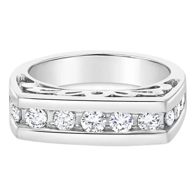 Mens Diamond Wedding Band .80cttw 14k White Gold, Size 9