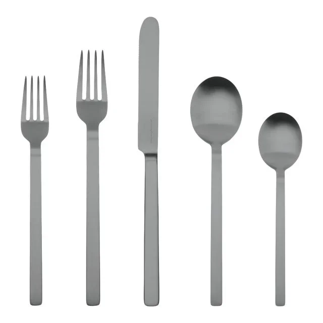 Mepra Stile 5-Piece Flatware Set, Ice Oro Black