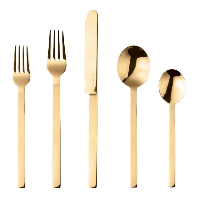 Mepra Stile Ice Oro Stainless Steel Flatware Set- 5 Pieces