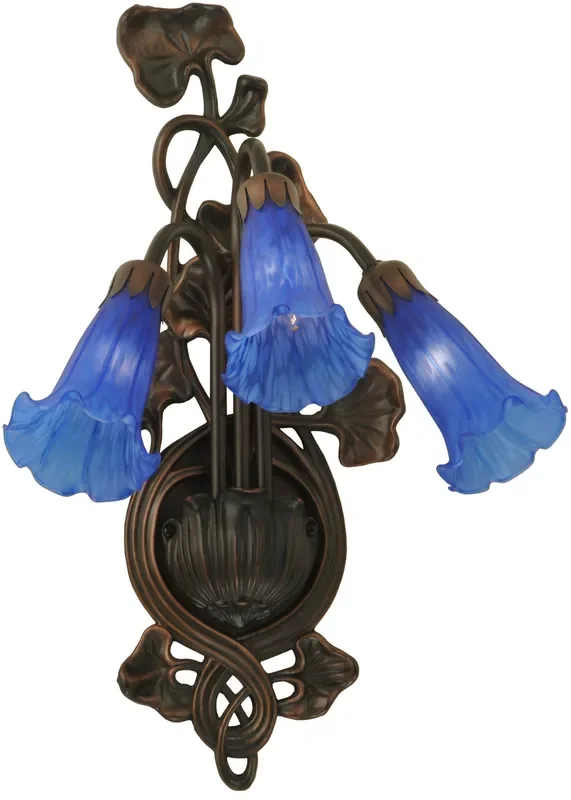 Meyda 10.5″w Blue Pond Lily 3 Lt Wall Sconce – 17234