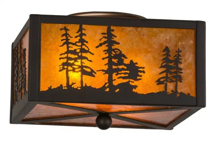 Meyda 10″sq Tall Pines Flushmount – 157088