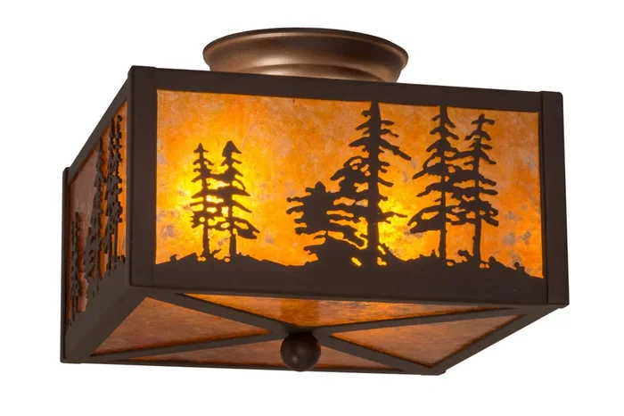 Meyda 10″sq Tall Pines Flushmount – 23982