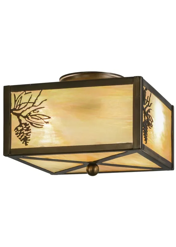 Meyda 10″square Antique Copper Balsam Pine Flushmount – 16497