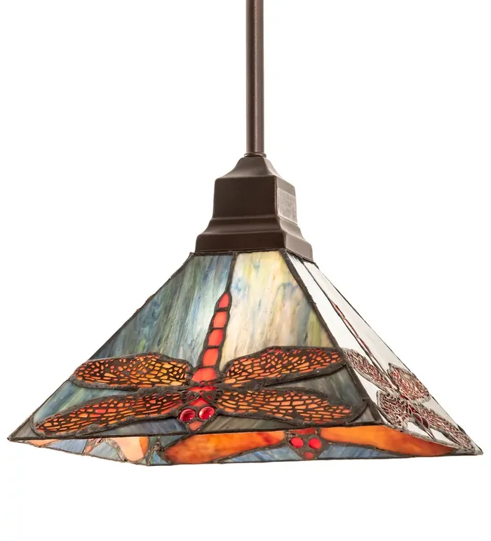 Meyda 10″ Square Prairie Dragonfly Pendant – 204364