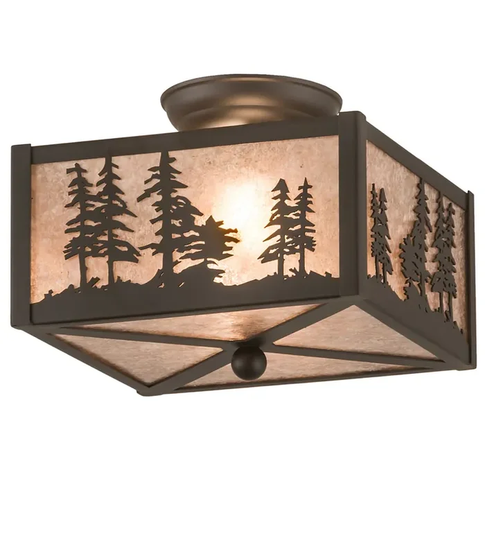 Meyda 10″ Square Tall Pines Flushmount – 200526