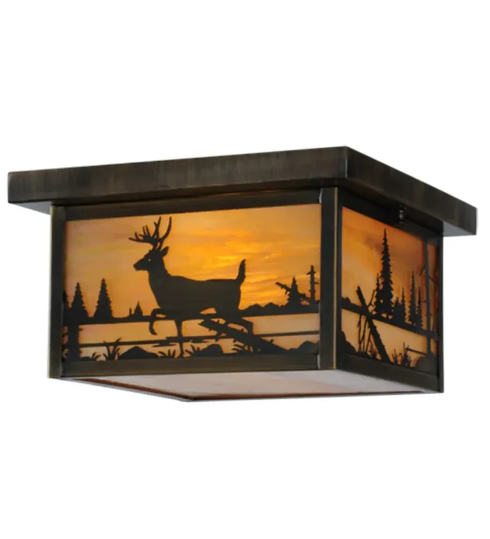 Meyda 12″sq Hyde Park Deer Creek Flushmount – 142324