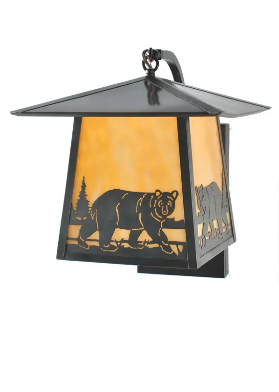 Meyda 12″ Wide Stillwater Bear Creek Curved Arm Wall Sconce – 99458