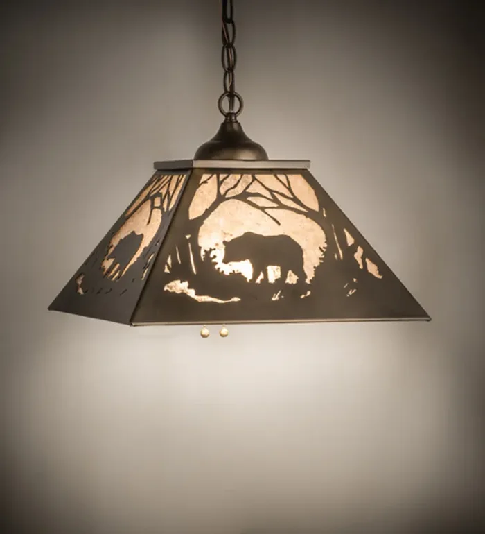 Meyda 16″sq Bear At Dawn Pendant – 51489
