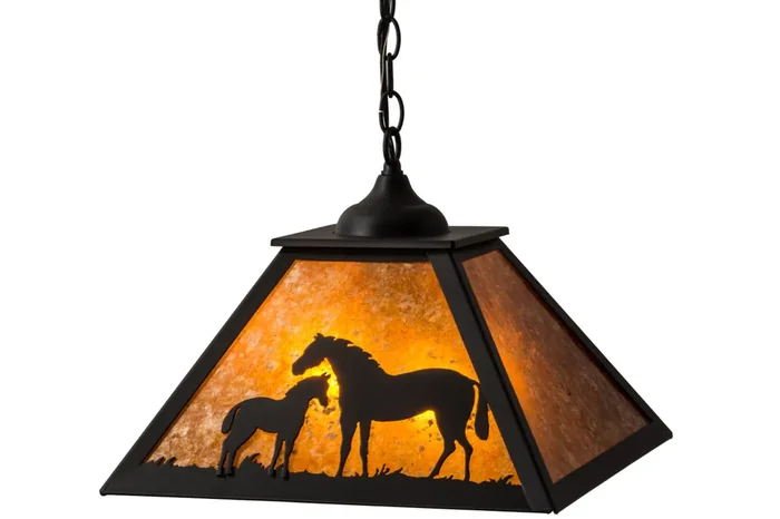 Meyda 16″sq Mare & Foal Pendant – 160470