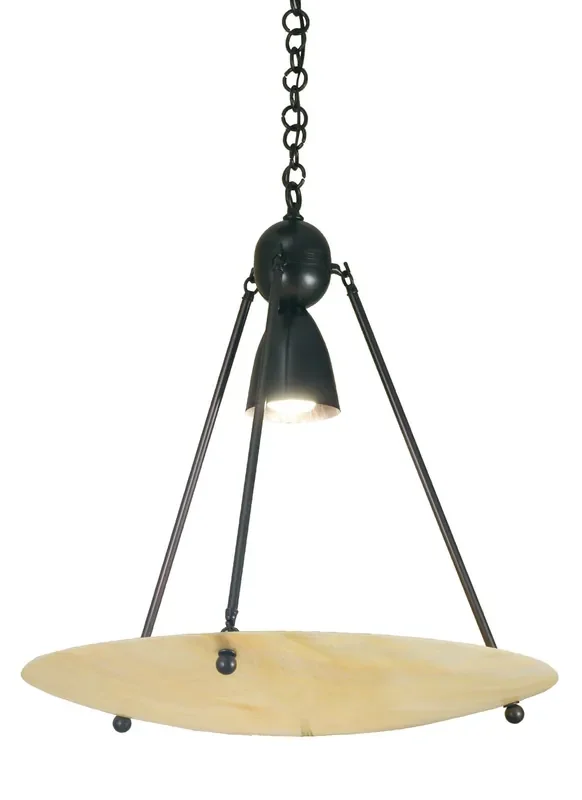 Meyda 25.5″w Revival Beige Iridescent Deco Ball Inverted Pendant – 66749