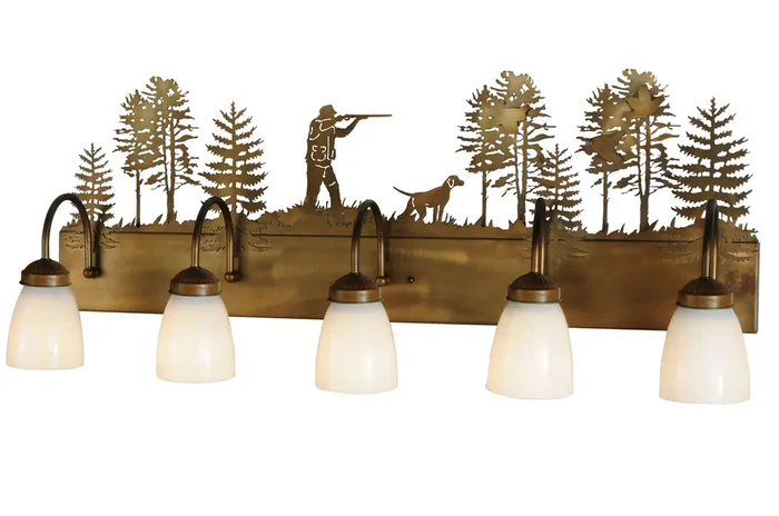 Meyda 36″w Quail Hunter W/dog 5 Lt Vanity Light – 112920
