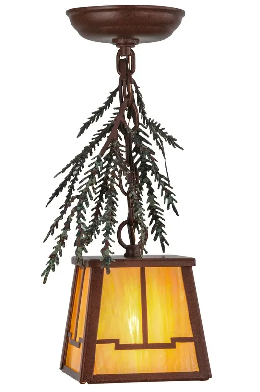 Meyda 5.5″sq Pine Branch Valley View Mini Pendant – 145280