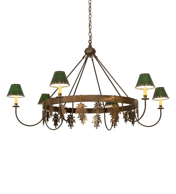 Meyda 53″ Wide Oak Leaf 6 Lt Chandelier – 51291