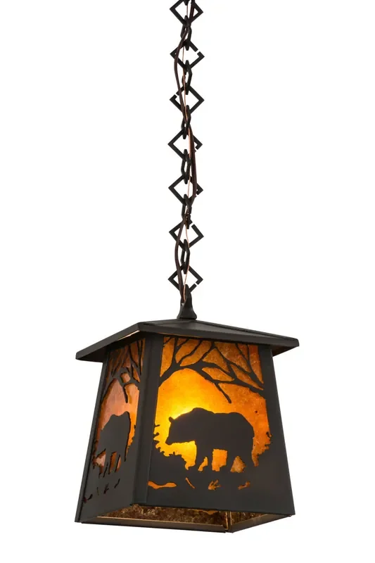 Meyda 7″sq Bear At Dawn Mini Pendant – 178383