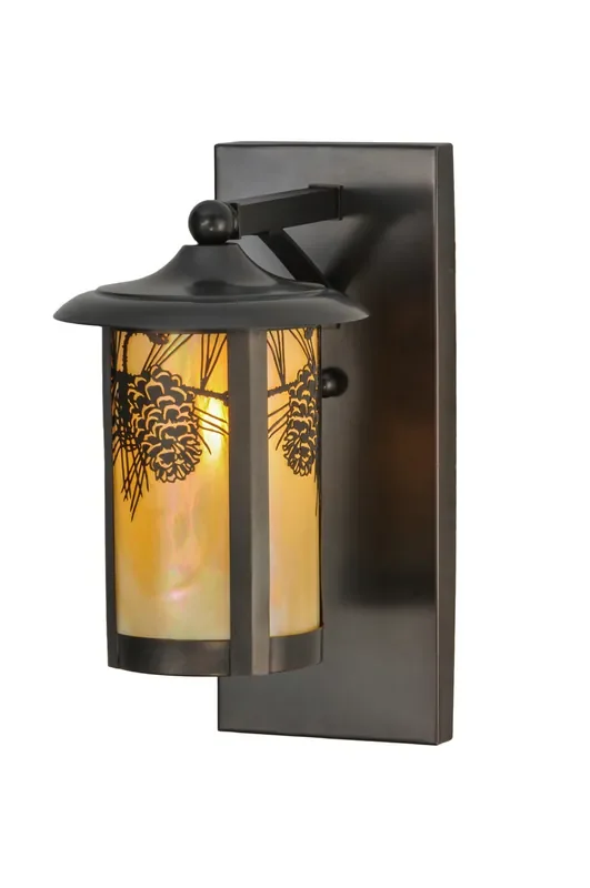 Meyda 8″w Fulton Winter Pine Solid Mount Wall Sconce – 150578