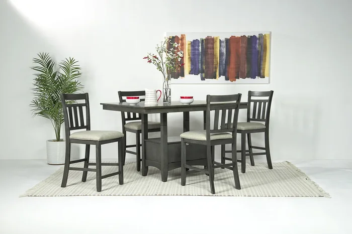 Miami Adjustable Dining Table & 4 Stools in Gray