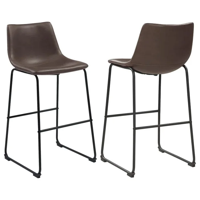 Michelle Two-tone Brown/Black Armless Bar Stools, Set of 2