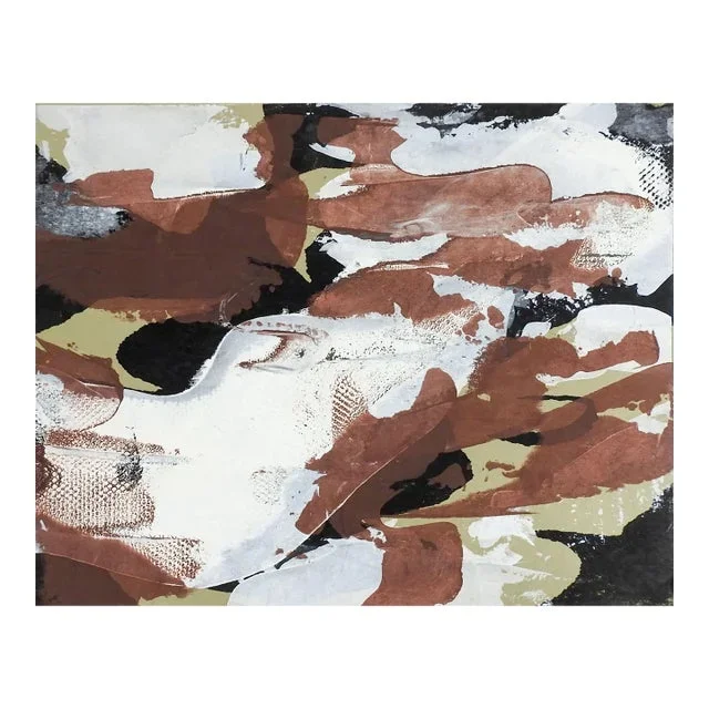 Mid 20th Century Brown & White Abstract Painting