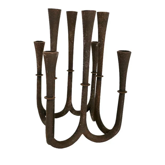 Mid 20th Century Brutalist Cast Iron and Brass Candelabra by Jens Quistgaard for Dansk