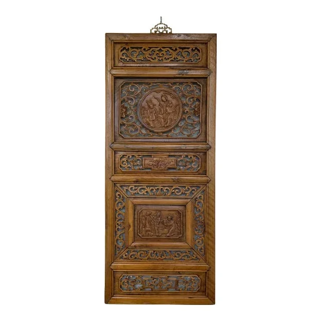 Mid 20th Century Chinoiserie Pierced Carved Wood Panel