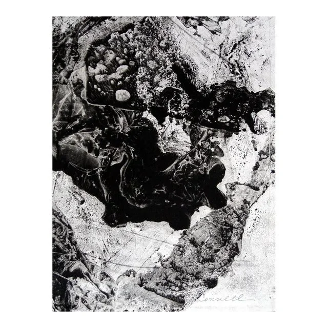 Mid 20th Century Clyde Connell Abstract Black and White Monoprint
