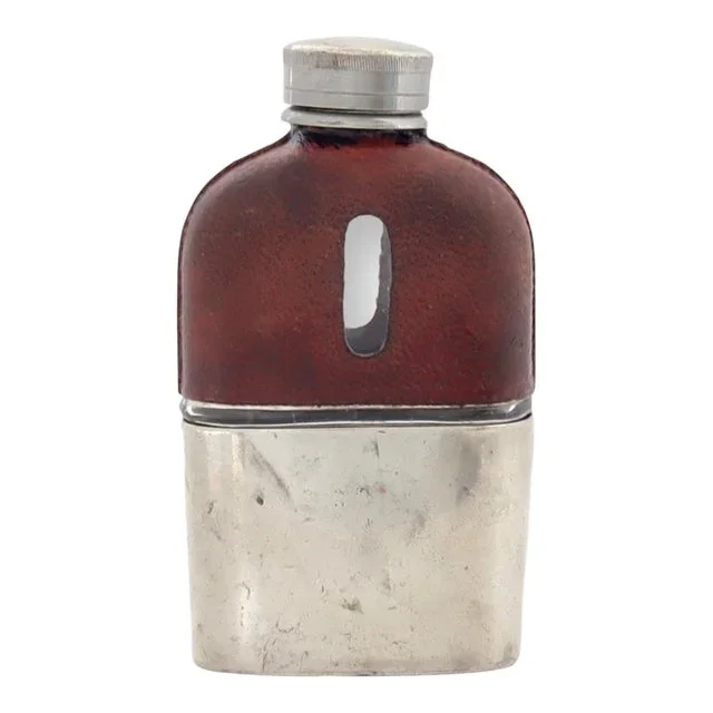 Mid 20th Century English Leather Wrapped Mini Flask