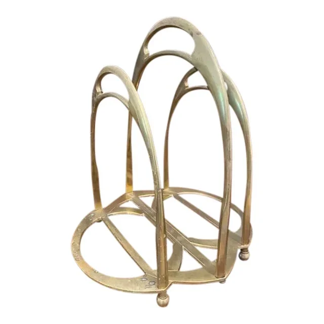 Mid 20th Century Equestrian Theme Brass Magazine Rack