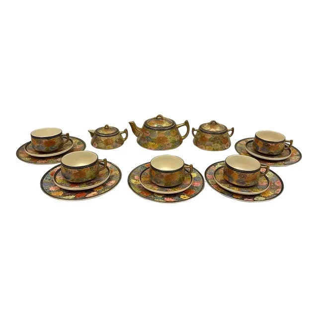 Mid-20th Century Japanese Satsuma Tea Set, 21 Pieces