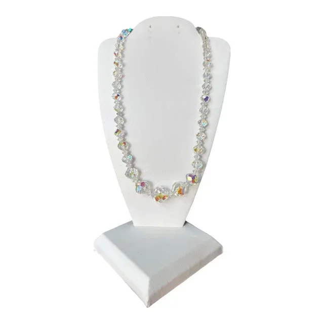 Mid 20th Century Vintage Aurora Borealis Graduated Beaded Necklace