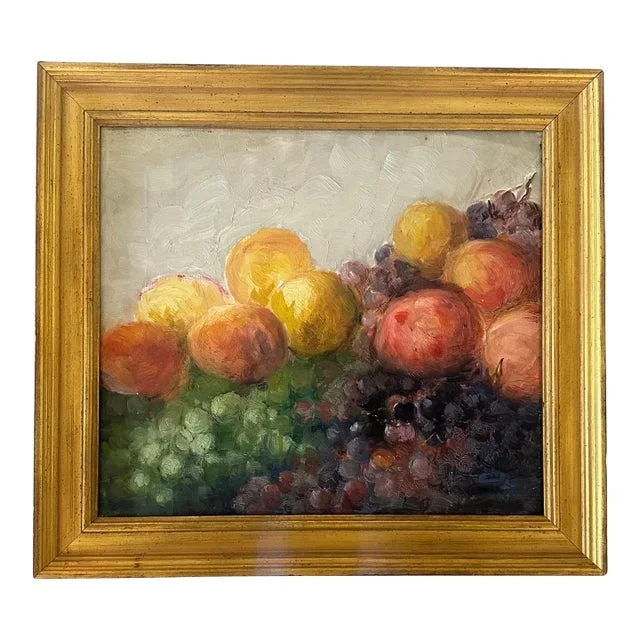Mid 20th Century Vintage Fruit Still-Life Oil Painting, Framed