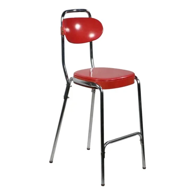 Mid 20th Century VintageMid Century Chrome and Red Counter Stool by Cosco