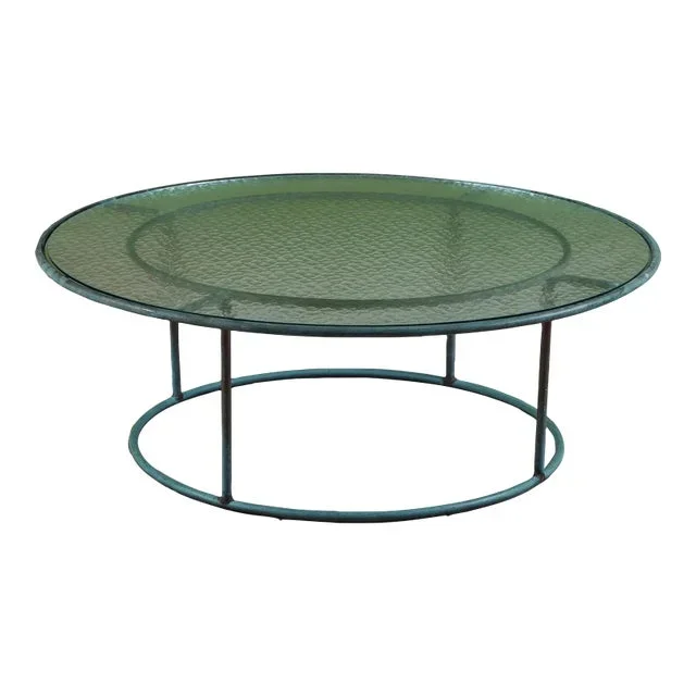 Mid 20th Century Walter Lamb for Brown Jordan Round Bronze Patio Coffee Table, Attributed