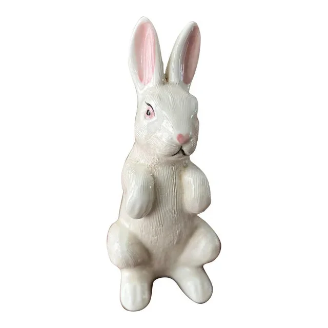 Mid 20th Century White Ceramic Bunny Rabbit Figurine