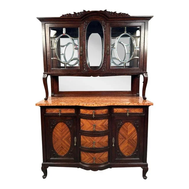 Mid 20th Century Wood and Marble Hutch