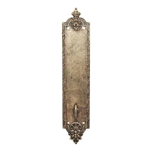 Mid 20th Century Yale Victorian Style 12 In. Brass Push Plate With Thumb Latch