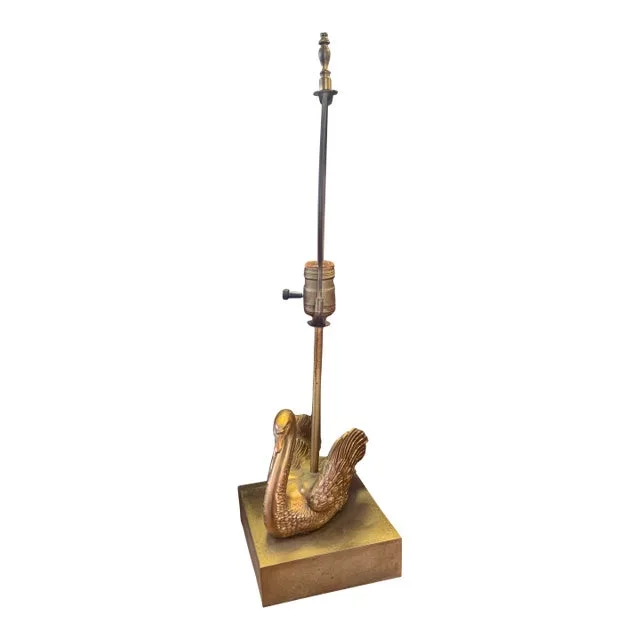 Mid Century Brass Swan Lamp
