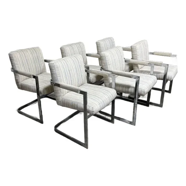 Mid Century Chrome Dining Chairs – Set of 6