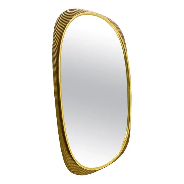 Mid-Century Curved Gilded Wood Mirror attributed to Osvaldo Borsani, 1950s