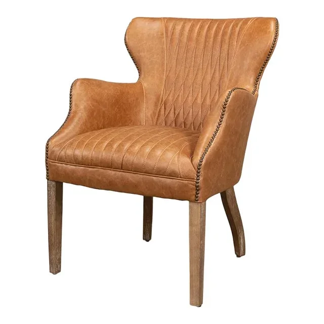 Mid Century Curved Wing Leather Armchair