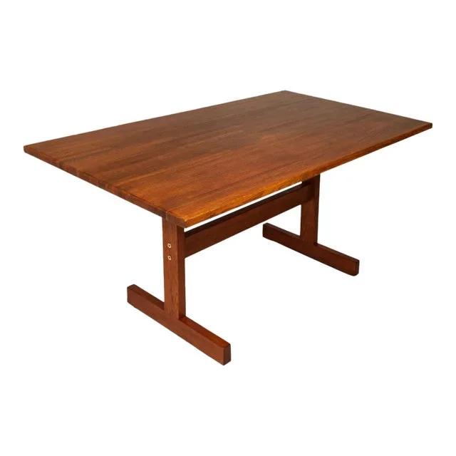 Mid-Century Danish Modern Minimalist Butcher Block Dining Table / Work Desk in Solid Oak, Denmark, C. 1960s