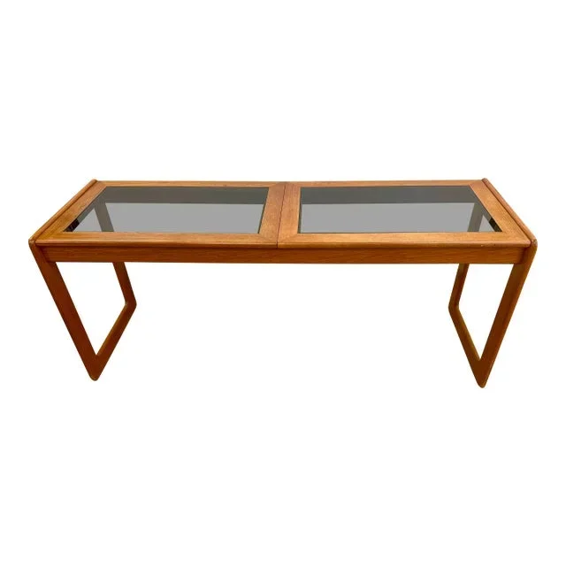 Mid Century Danish Modern Teak and Glass Console Table