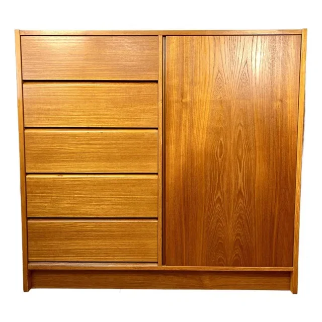 Mid Century Danish Teak Armoire Highboy Dresser
