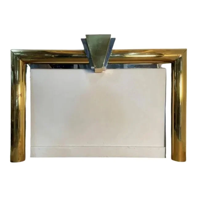 Mid-Century Danny Alessandro Brass & Steel Fireplace Mantel
